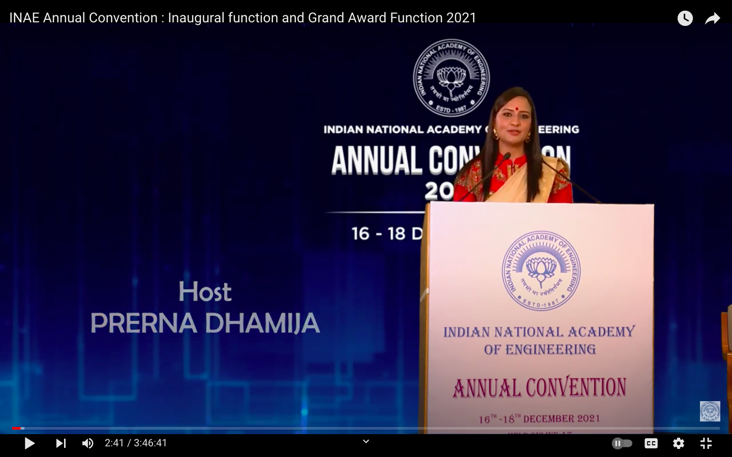 Best Female Emcee in Delhi/Gurgaon virtual event annual indian national academy of engineering